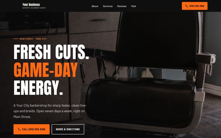 Sample preview website design for a barber shop